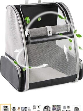 Mesh Pet Carrier Backpack - Gray and Black